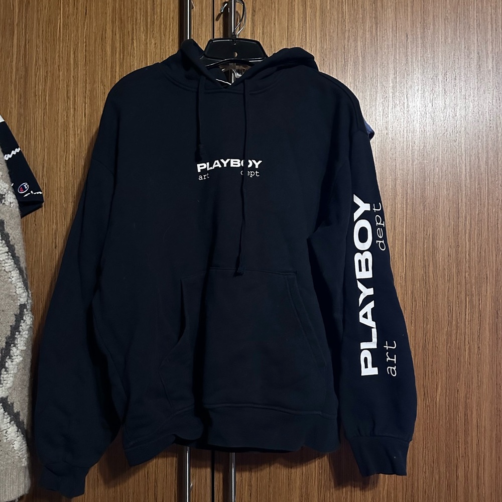 PLAYBOY Black Hoodie with White Logo